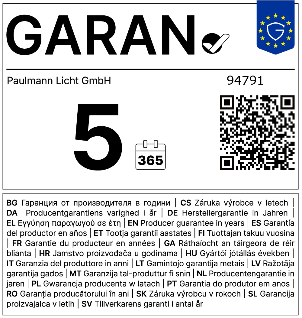 Garantielabel für Paulmann Artikel 94791