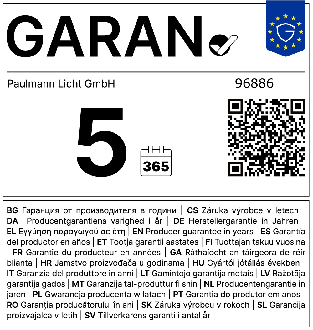 Garantielabel für Paulmann Artikel 96886