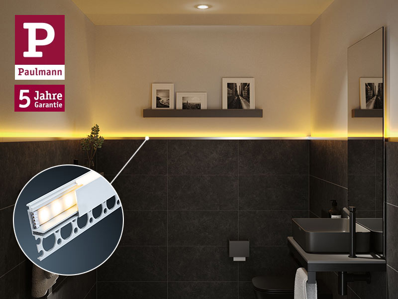 Profil für indirektes Licht im Badezimmer Paulmann LumiTiles Top-Profil