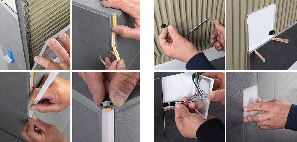 LED Fliesen Montage und Einbau