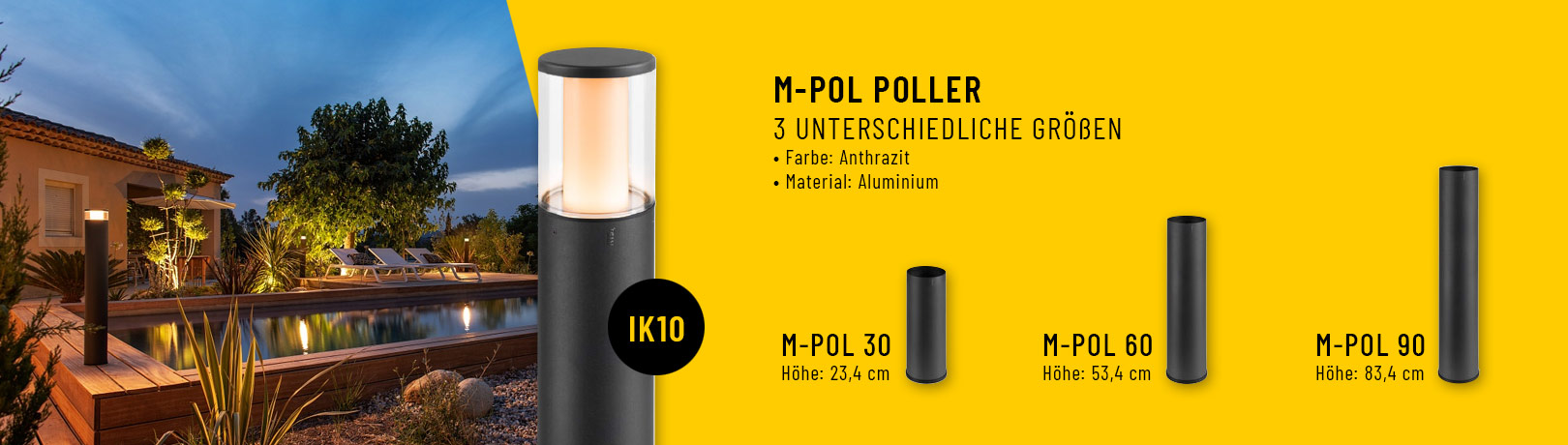 SLV M-POL Pollerleuchte in anthrazit und aus aluminium