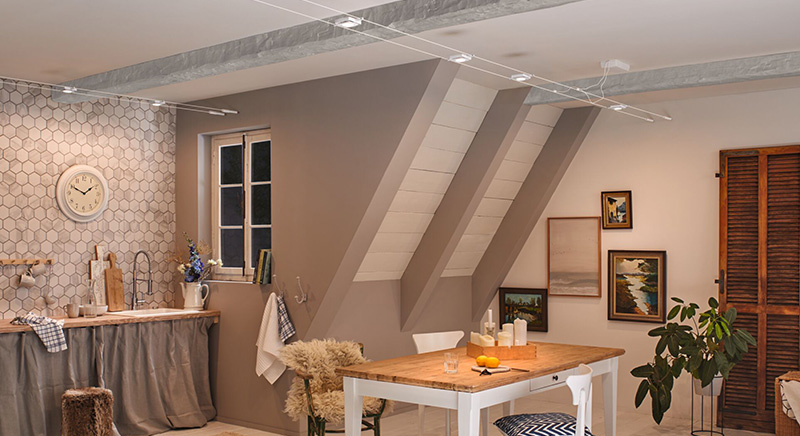 LED-Seilsystem ideal für offene oder verwinkelte Küchen