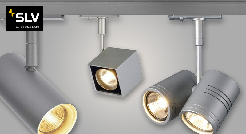 SLV 1-Phasen Schienenspot silbergrau für 1-Phasen Stromschiene