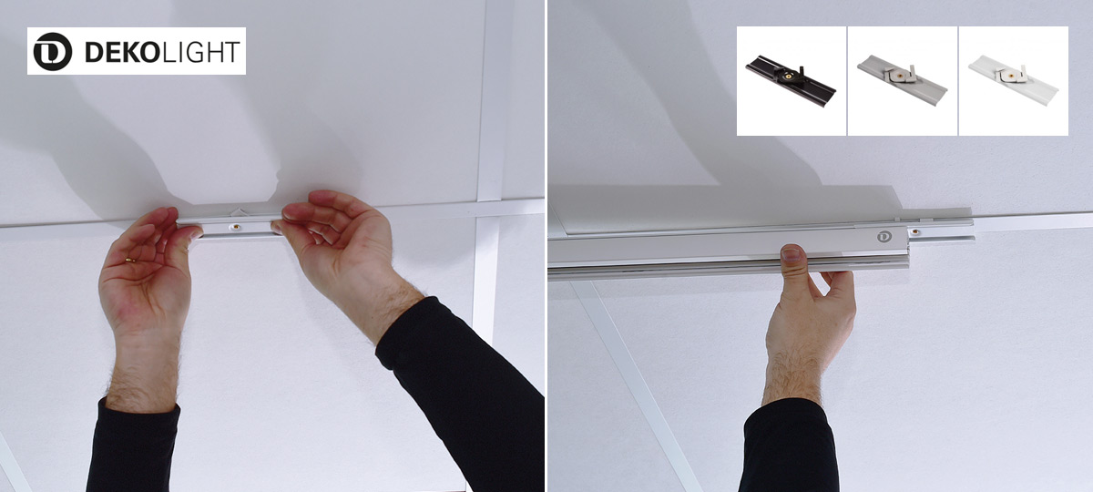 Stromschiene an Rasterdecke befestigen