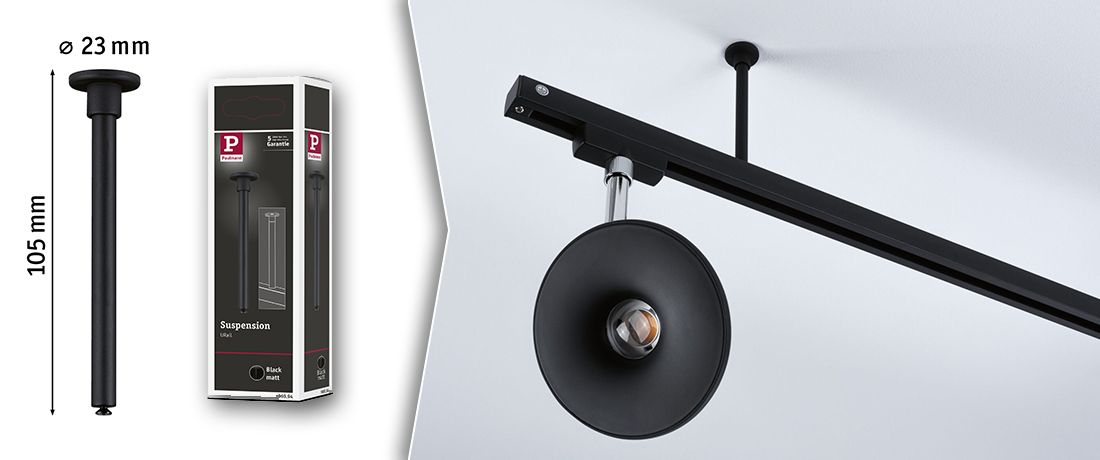 URail Schienenabhängung - Montage mit Abstand zur Decke