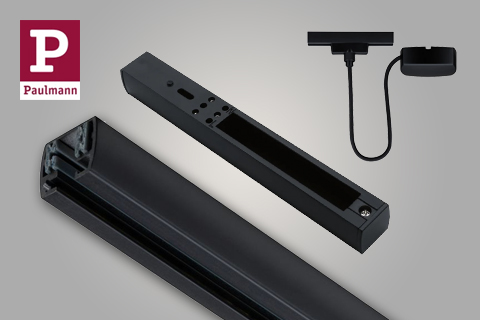 Schienen und Stromeinspeisung für URail Schienensystem Schwarz matt