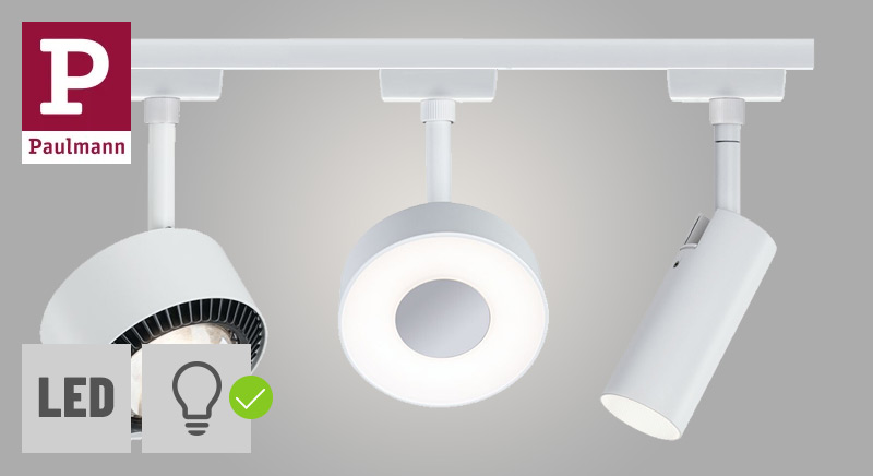 Paulmann URail LED-Spots in Signalweiß mit fest verbautem LED-Modul