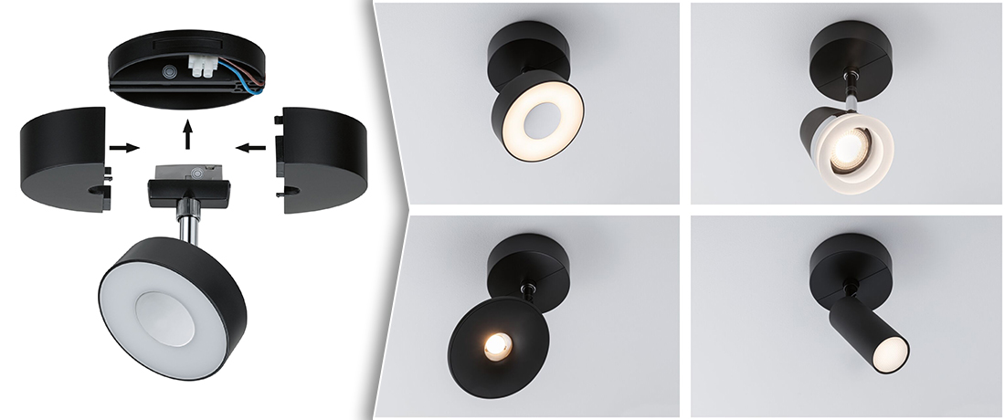 Paulmann URail 230V Single Base Deckenspot schwarz matt