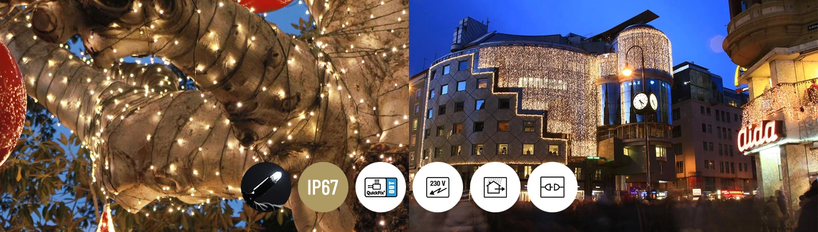 230V Outdoor Lichterkette LED String Lite mit QuickFix-System