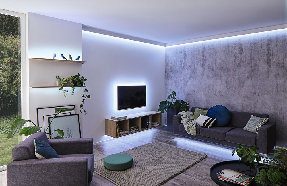 Wohnzimmerbeleuchtung mit indirektem Licht
