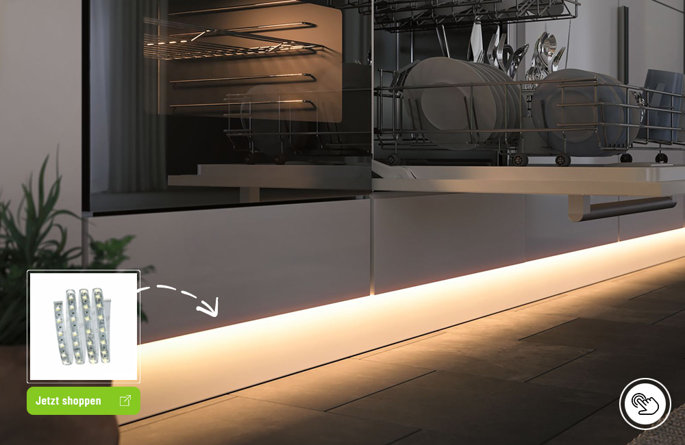 LED-Streifen als Unterbauleuchte für indirekte Küchenbeleuchtung