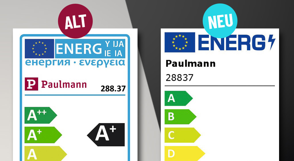 Vergleich Energieeffizienzklassen Label Alt und Neu