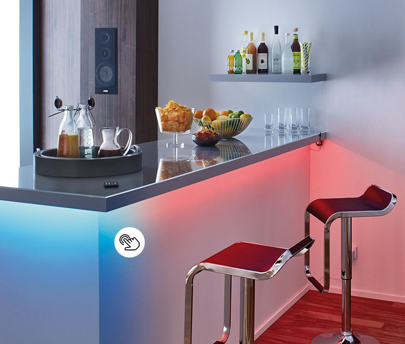 LED-Stripes für eine indirekte Beleuchtung unter dem Küchentresen