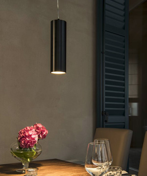 LED Pendelleuchte Anela aus Aluminium in Schwarz 1-flammig