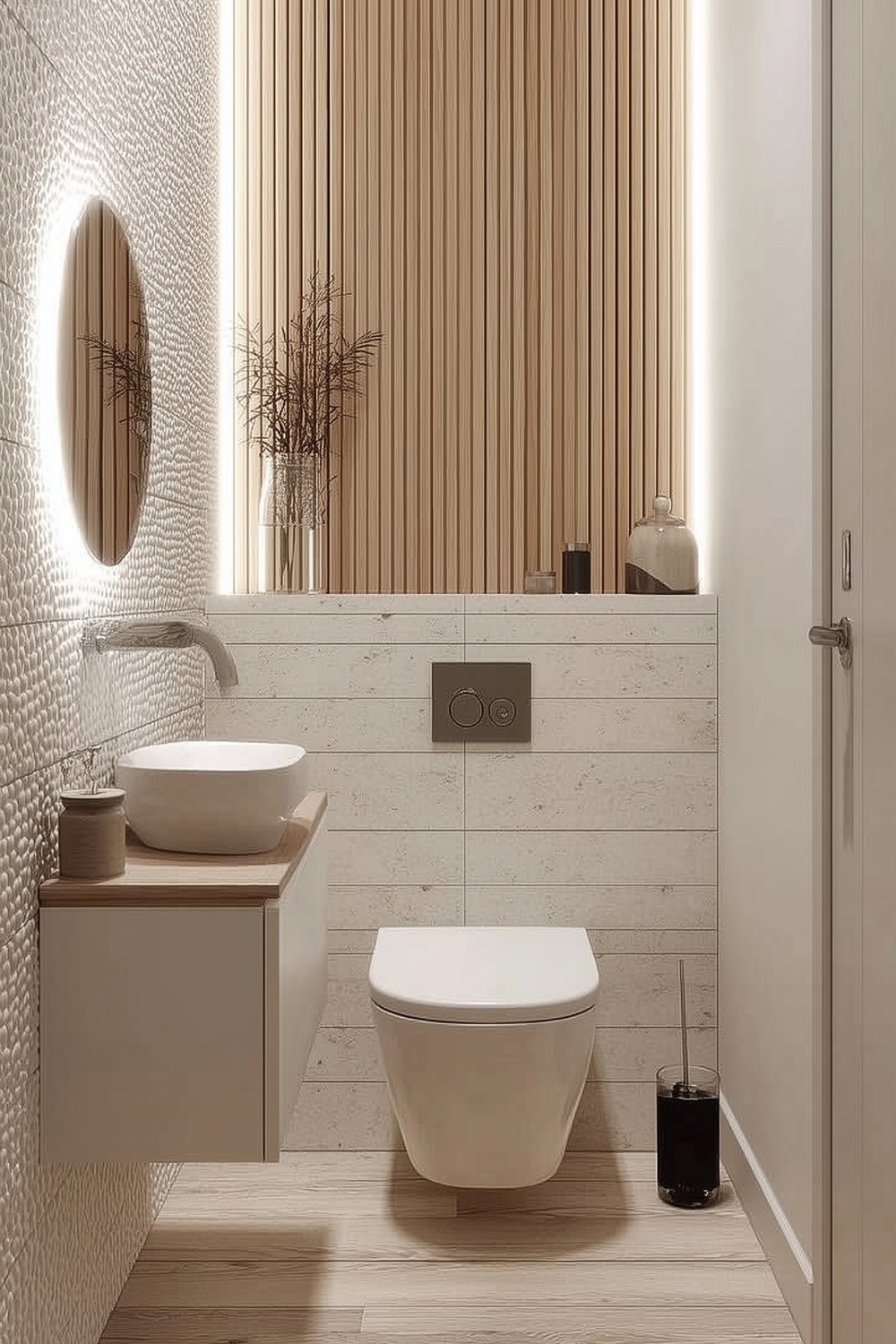 Spiegelbeleuchtung als dominierende Lichtquelle im Gäste-WC