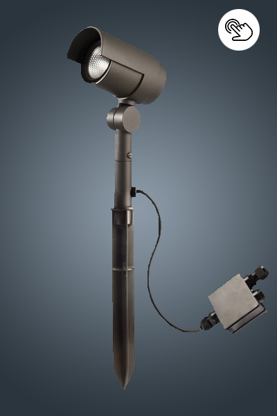 Deko-Light Strahler in schwarz mit Erdspieß und schwenkbarem Leuchtenkopf