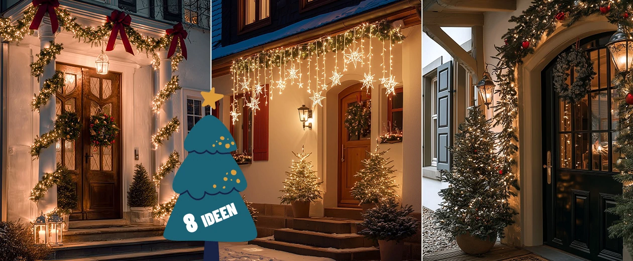 8 Ideen für die Weihnachtsbeleuchtung an der Haustür