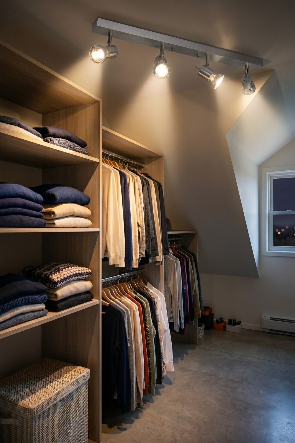 Ankleidebereich mit unterschiedlich ausgerichteten Deckenstrahlern