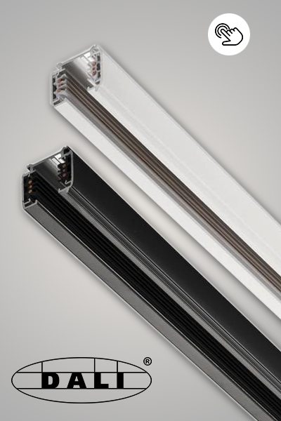 DALI Stromschienen in schwarz und weiß für 3-Phasen System