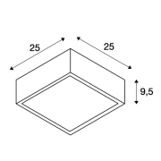 Deckenleuchte, GL 104 E27, eckig, weisser Gips, max.2x25W