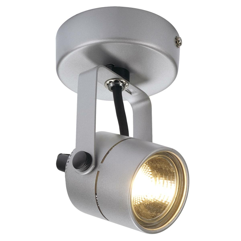 SLV SPOT 79 Deckenstrahler Wandleuchte rund Silbergrau dreh- und schwenkbar QPAR51 GU10 max. 50W 230V