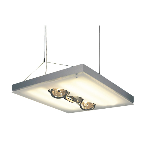 SLV T5 GRILL QRB Pendelleuchte, eckig, silbergrau, 4xT5 24W und 3xQRB111 50W max.