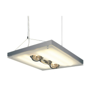 T5 GRILL QRB Pendelleuchte, eckig, silbergrau, 4xT5 24W und 3xQRB111 50W max.