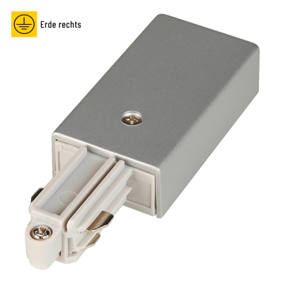 Einspeiser für 1-Phasen HV-Stromschiene, Aufbauversion silbergrau, Erde rechts