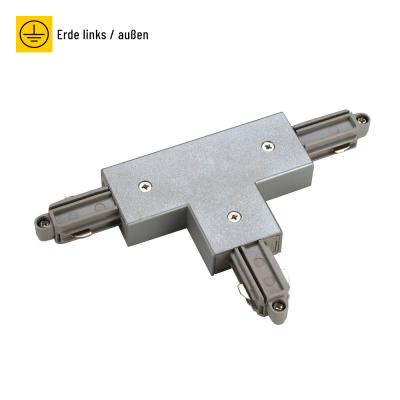 SLV T-Verbinder für 1-Phasen HV-Stromschiene, Aufbauversion silbergrau, Erde links