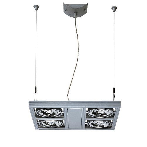 AIXLIGHT SQUARE QRB111 Pendelleuchte, silbergrau, 4xG53, max. 50W