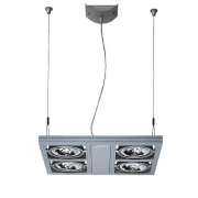 AIXLIGHT SQUARE QRB111 Pendelleuchte, silbergrau, 4xG53, max. 50W
