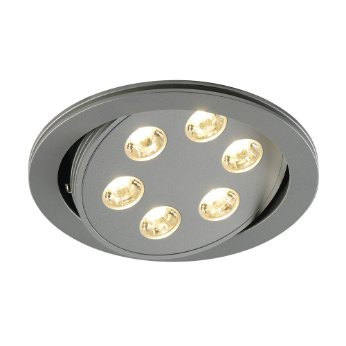 SLV TRITON 6 Downlight, rund, silber eloxiert, 6x3W LED, warmweiss, schwenkbar