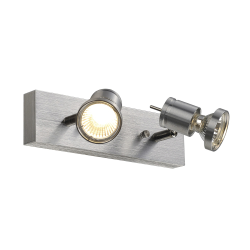 SLV ASTO II Wand- und Deckenleuchte, alu brushed, 2xGU10 Spot, max. 75W