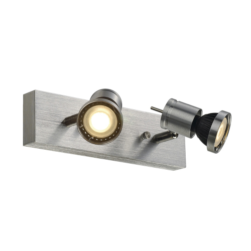 SLV ASTO II Wand- und Deckenleuchte, alu brushed, 2xGU10 Spot, max. 75W