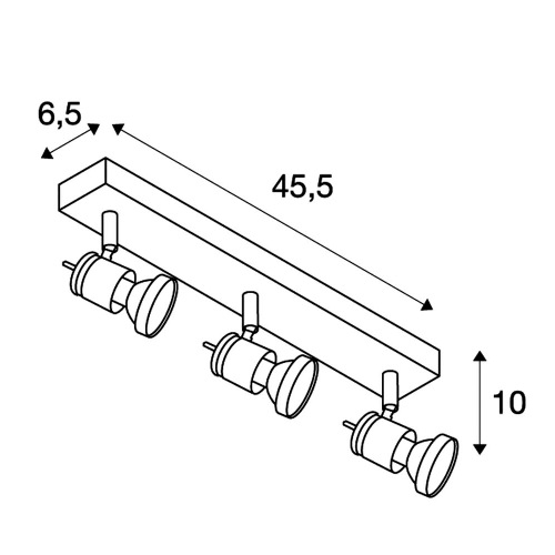 SLV ASTO III Wand- und Deckenleuchte, alu-brushed, 3xGU10 Spot, max. 75W