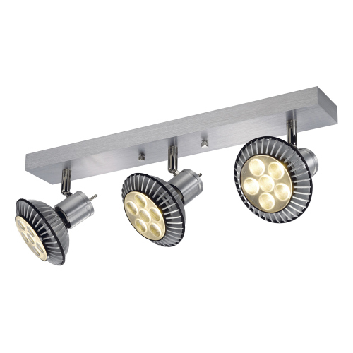 SLV ASTO III Wand- und Deckenleuchte, alu-brushed, 3xGU10 Spot, max. 75W