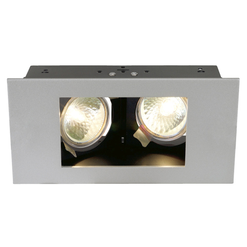INDI REC 2S Downlight, rechteckig, silbergrau/schwarz, MR16, schwenkbar