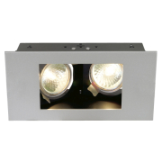 INDI REC 2S Downlight, rechteckig, silbergrau/schwarz, MR16, schwenkbar