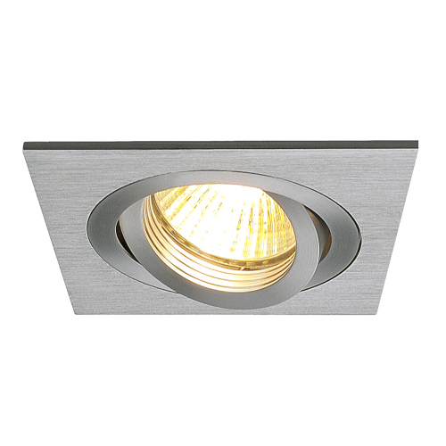 SLV NEW TRIA I GU10 Downlight, eckig, alu brushed, max. 50W, inkl. Clipfedern