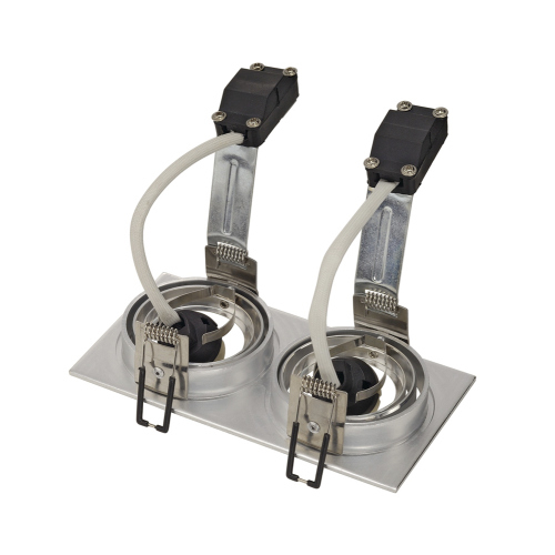 SLV NEW TRIA II GU10 Downlight, rechteckig, alu brushed, max. 2x50W, inkl. Clipfedern