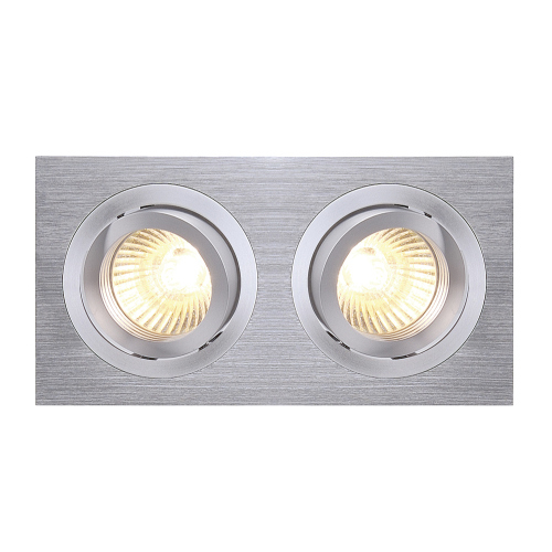 SLV NEW TRIA II GU10 Downlight, rechteckig, alu brushed, max. 2x50W, inkl. Clipfedern