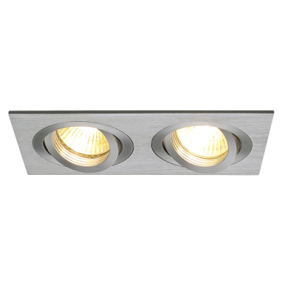 SLV NEW TRIA II GU10 Downlight, rechteckig, alu brushed, max. 2x50W, inkl. Clipfedern