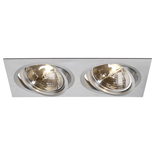 SLV NEW TRIA II QRB111 Downlight, rechteckig, alu brushed, max. 2x75W, inkl. Clipfedern