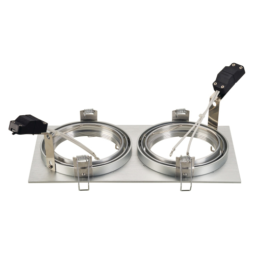 SLV NEW TRIA II QRB111 Downlight, rechteckig, alu brushed, max. 2x75W, inkl. Clipfedern