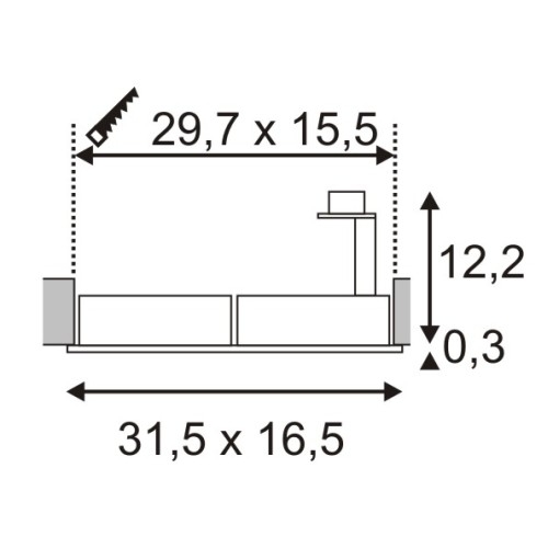 SLV NEW TRIA II ES111 Downlight, rechteckig, alu brushed, GU10, max. 2x75W, inkl. Clipfedern