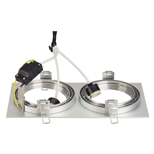 SLV NEW TRIA II ES111 Downlight, rechteckig, alu brushed, GU10, max. 2x75W, inkl. Clipfedern