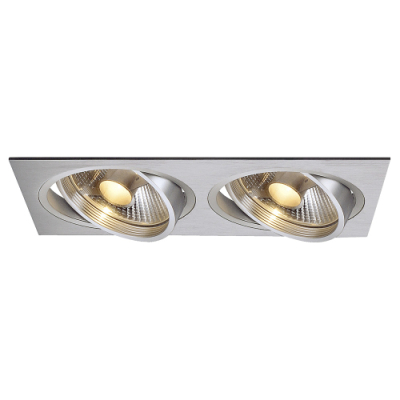 SLV NEW TRIA II ES111 Downlight, rechteckig, alu brushed, GU10, max. 2x75W, inkl. Clipfedern