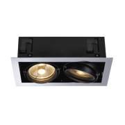 AIXLIGHT FLAT DOUBLE ES111 Deckeneinbauleuchte, chrom / mattschwarz, 2xGU10, max. 75W