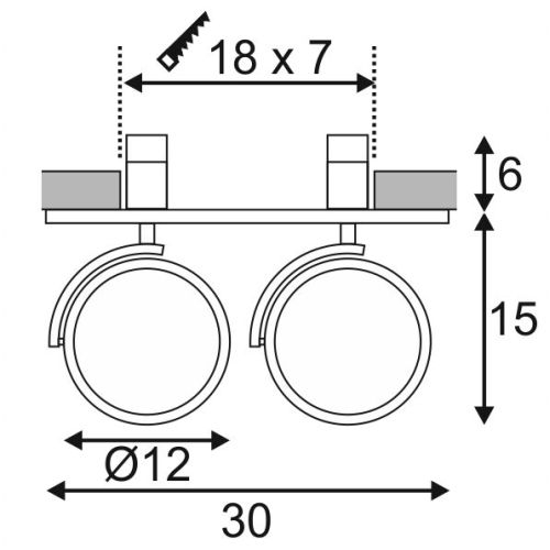 SLV KALU RECESSED 2 Einbauleuchte alu brushed, 2xQRB111, max. 2x50W