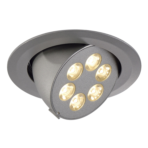 SLV TRITON 6 GIMBLE Downlight, rund, silber eloxiert, 6x1W LED, warmweiss, schwenkbar
